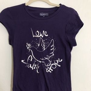 Max Azria Miley Cyrus Purple Graphic Tee Sz M